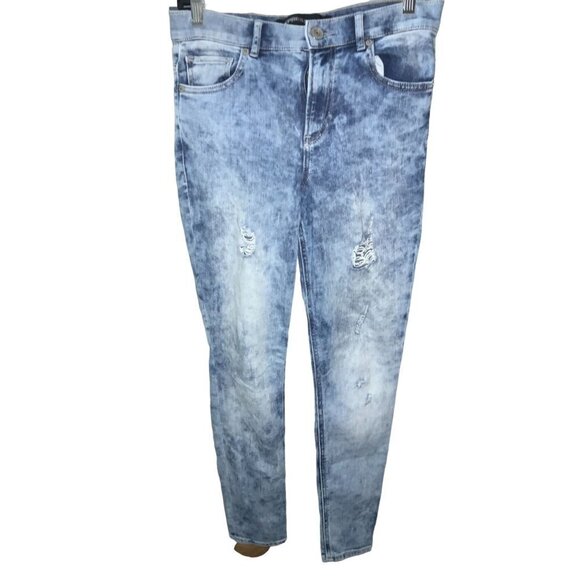 EXPRESS LADIES REGULAR LEGGINGS HIGH RISE ACID WASH 5 POCKET DENIM JEANS EUC 4 - Picture 1 of 10